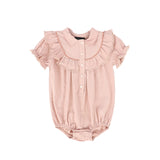 Bamboo Pink Contrast Trim Romper