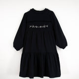 Popelin Black Embroidered Yoke Dress