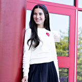 No Name Ivory Pointelle Heart Sweater