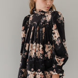 Petite Amalie Black Bouquet Print Cord Dress