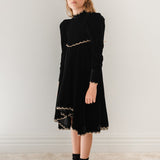 Petite Amalie Black Metallic Lace Velvet Dress