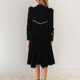 Petite Amalie Black Metallic Lace Velvet Dress