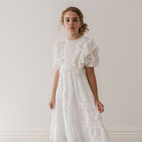 Petite Amalie White Crochet Lace Linen Dress