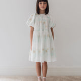 Petite Amalie White/Seafoam Applique Dress