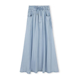 Cabana Light Blue Denim Draw String Maxi Skirt