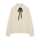 Coco Blanc Cream Silk Tie Blouse