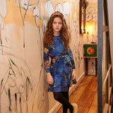 Porter Cobalt Blue Polka Dot & Floral Dress