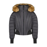 Scotch Bonnet Black With Natural Fur Seashell Down Coat