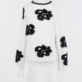 Twinset White/Black Mohair Flower Sweater