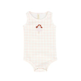 Bebe Jolee Pink Checked Doll Ribbed Romper