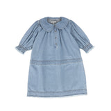 Bace Light Denim Fringe Smocked Dress