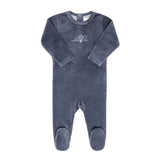 Ely's & Co Blue Velour Embroidered Hot Air Balloon Footie