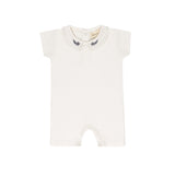 Ely's & Co Ivory Leaf Embroidered Collar Collection Romper