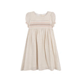 Looms Natural Short Sleeve Smocked Linen Dress