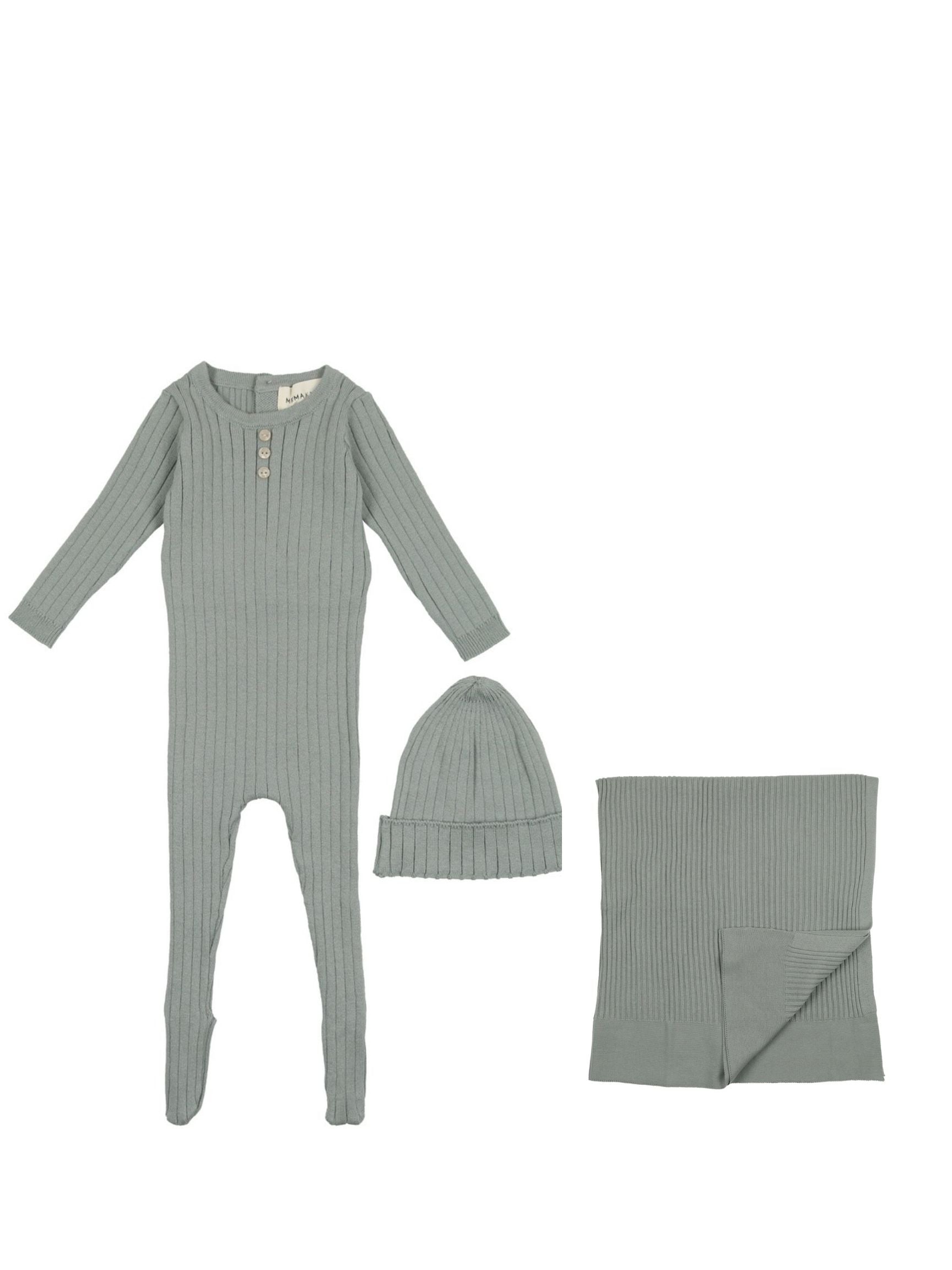 Mema Blue Ribbed Knit Take Me Home Set – Young Timers Boutique