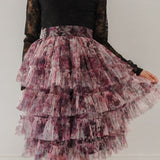 Petite Amalie Hydrangea Printed Mesh Skirt