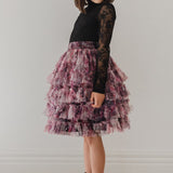 Petite Amalie Hydrangea Printed Mesh Skirt