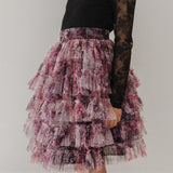 Petite Amalie Hydrangea Printed Mesh Skirt