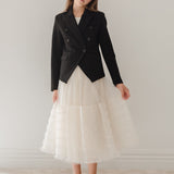 Petite Amalie Cream Smocked Tulle Skirt