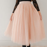 Petite Amalie Antique Rose Pleated Tulle Full Skirt