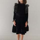 Petite Amalie Black Velvet Pleated Skirt