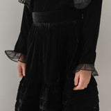 Petite Amalie Black Velvet Pleated Skirt