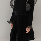 Petite Amalie Black Velvet Pleated Skirt