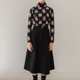 Petite Amalie Black Denim Pleat Front Skirt