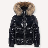 Colmar Black Shiny Down Coat With Fur