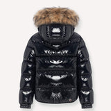 Colmar Black Shiny Down Coat With Fur