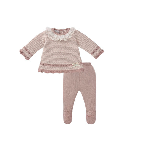 Pink Knit Hearts Sweater Set by Louis Louise