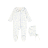 Bebe Jolee Blue Toile Trim Footie