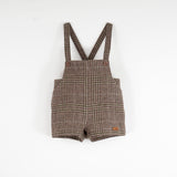 Popelin Brown Plaid Woolen Suspender Shorts