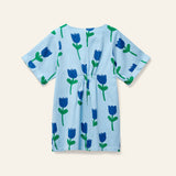 Wynken Bird Blue Tulips Onda Dress