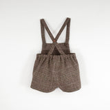 Popelin Brown Plaid Woolen Suspender Shorts