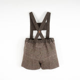 Popelin Brown Plaid Woolen Overalls