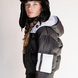 Ibis Black & White Teen Bomber Coat