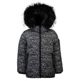 Pramie Black/White Herringbone Reversible Down Coat