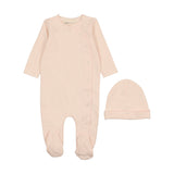 Mema Knits Soft Pink Solid Side Snap Footie & Hat Set