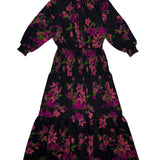 Zaikamoya Pink/Black Floral Stella Dress