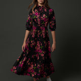 Zaikamoya Pink/Black Floral Stella Dress