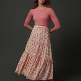 Zaikamoya Ivory/Pink Frida Skirt