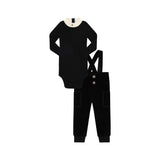 Little Parni Black Velour Overall Set