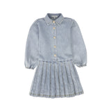 Bace Light Denim Button Down Pleated Dress