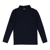 Lil Legs Navy/Cherry Printed Mockneck