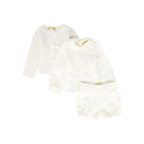 Le Bourdon Ivory Piped 3 Piece Baby Set