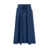 Cabana Blue Denim Draw String Maxi Skirt