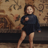 Teela Navy Velvet Romper