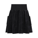 Little Parni Black Velour Skirt