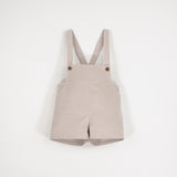 Popelin Beige Velvet Suspender Shorts